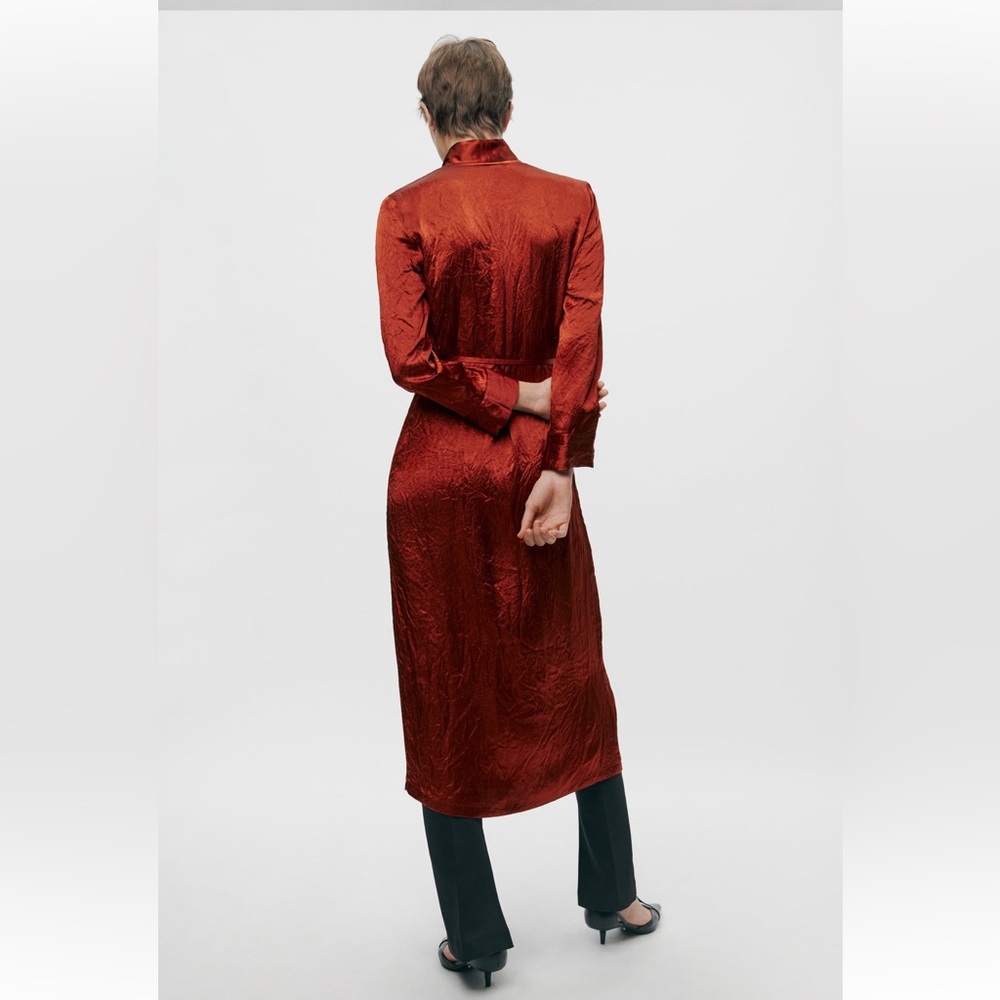 ZARA satin effect dress NWT $129 kimono - Picture 4 of 9